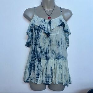 Free People cross back tie dye peplum hem S